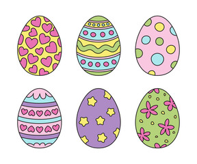 Set of Colorful painted Easter eggs.