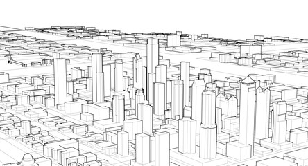 modern city panorama 3d illustration	
