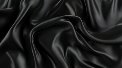 Black background with burgundy satin cloth, elegant fabric texture. Abstract dark backdrop for design and decoration.