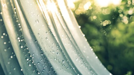 Obraz premium Sunlit fabric with water droplets.