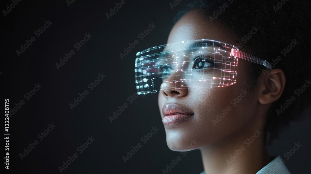 Poster futuristic smart office interactive ar glasses in a modern collaborative workspace - enhancing digit