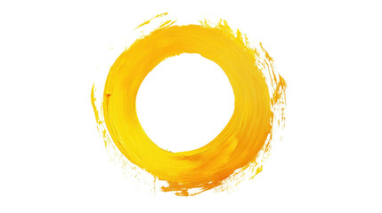 Yellow paint geometric circle shape brush on transparent background