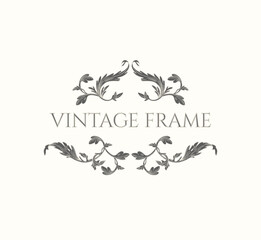 Contour floral borders. Vintage Victorian style frame.