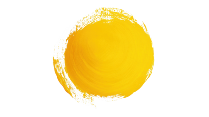 Yellow paint geometric circle shape brush on transparent background