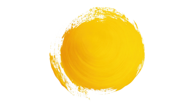 Yellow paint geometric circle shape brush on transparent background - Powered by Adobe