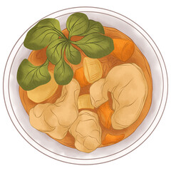 hand drawn illustration of vietnamese food ca ri, southeast asian food illustration, food illustration