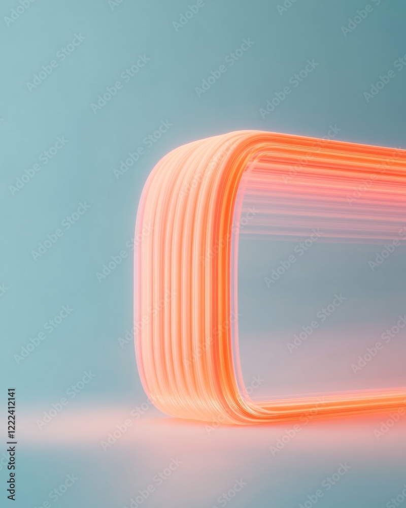 Aufkleber Neo-Digital Light Installation Abstract Neon Curves on Smooth Matte - Cutting-Edge Tech Visualization for Innovative Marketing and Data Solutions