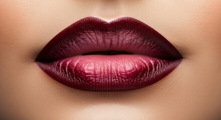 Obraz premium Velvet Lips Aesthetic Luxurious Deep Burgundy Lip Texture for Fashion and Beauty Campaigns - Premium Cosmetics Branding and Makeup Trends in the Beauty Industry