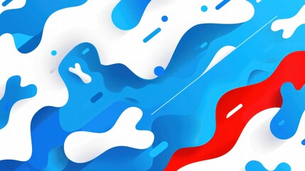 Fototapeta premium Abstract Blue Red White Swirls Design: Dynamic Fluid Shapes Background