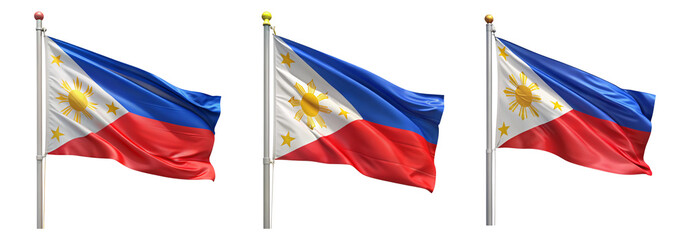 National flag of Philippines waving on a flagpole isolated on transparent background