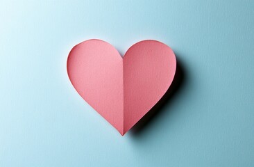 Fototapeta premium Valentine's Day background with pink paper hearts on a pastel-colored surface