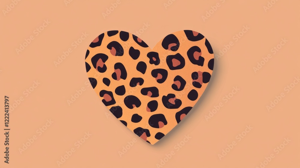 Poster This charming heart features a trendy leopard print set against a soft brown backdrop, perfect for adding a playful touch to various creative projects or decorations