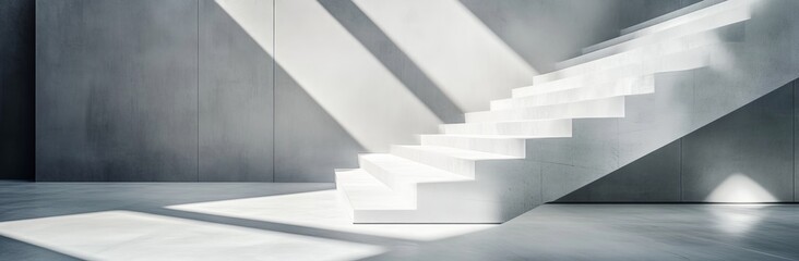 Fototapeta premium Abstract white background with diagonal lines and shadows, creating an elegant and minimalist design for a banner or cover.