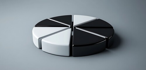 High-contrast pie chart in black and white segments on a grey gradient background