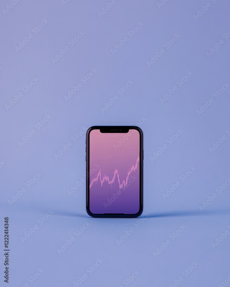Fototapete Futuristic Cryptocurrency Tracker Mobile Display of Real-Time Trading Graphs on Gradient Blue Background - Financial Innovation and Investment Insights for Tech-Savvy Professionals