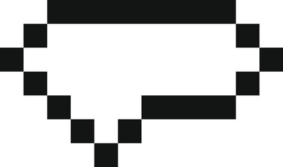 Black pixelated speech bubble representing a chat message on a white background