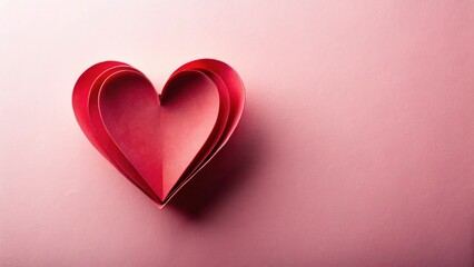 Fototapeta premium A top-down shot of paper hearts in pink, white, and red offers a charming Valentine's Day background with plenty of room for text.
