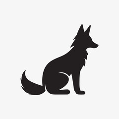 Minimalistic black  fox silhouette icon vector
