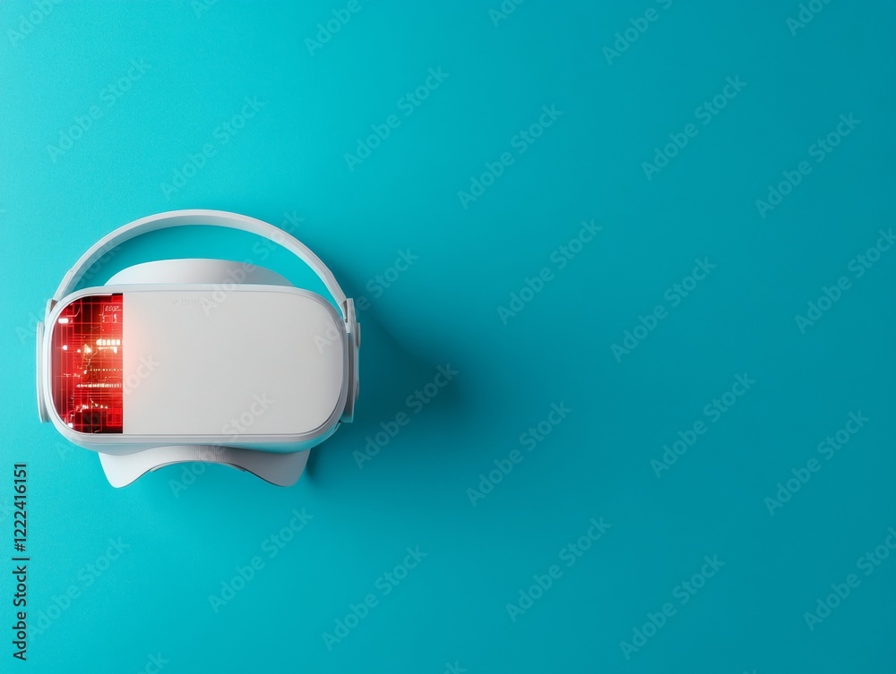 Aufkleber futuristic tech display sleek vr headset on vibrant blue background - digital experience innovation 