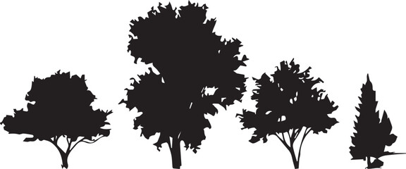 Set Trees. Hand drawn vector illustration	