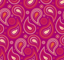 Henna tranquility of cool seamless pattern. Colours tile and paisley ethereal. Indian cucumber contemporary of tribal colors.