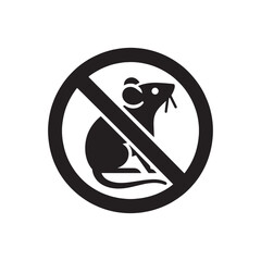 Vector illustration of a no rats sign in black and white