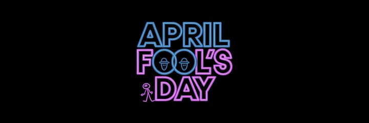 Obraz premium A creative minimalist April Fool's Day poster design with a neon theme. The text 