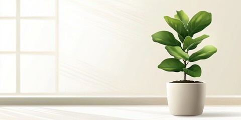 illustration fiddle leaf fig potted plant in modern living room 