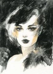 Gordijnen abstract woman portrait. watercolor painting. illustration © Anna Ismagilova