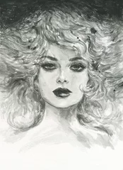 Gordijnen abstract woman portrait. watercolor painting. illustration © Anna Ismagilova