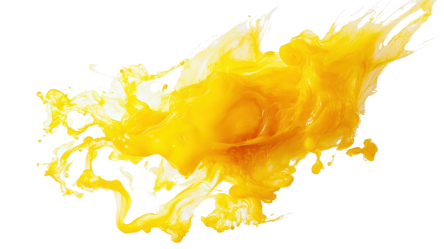 Paint yellow splash on transparent background