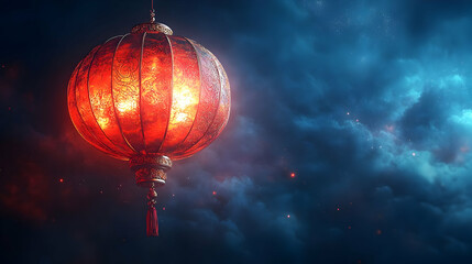 Fototapeta premium Glowing lantern night sky festival hope