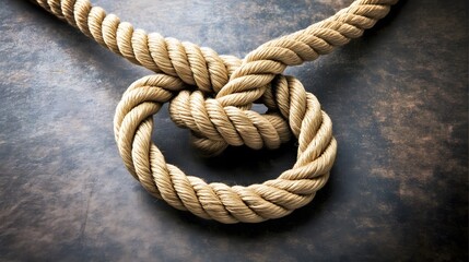 Obraz premium Closeup of Nautical Rope Knot on Dark Background