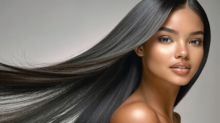 Model with perfect hair. 