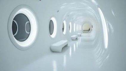 Futuristic White Corridor: A Modern Architectural Design