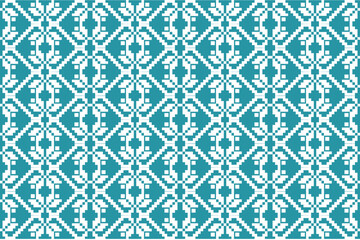 Geometric, seamless,pixel traditional ethnic, thai pattern, fabric pattern for textiles, rugs, wallpaper, clothing, sarong, batik, wrapping, embroidery, print, background, cover, illustration, vector.