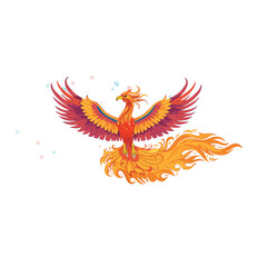 Obraz premium A phoenix rising from flames, with intricate feather patterns.