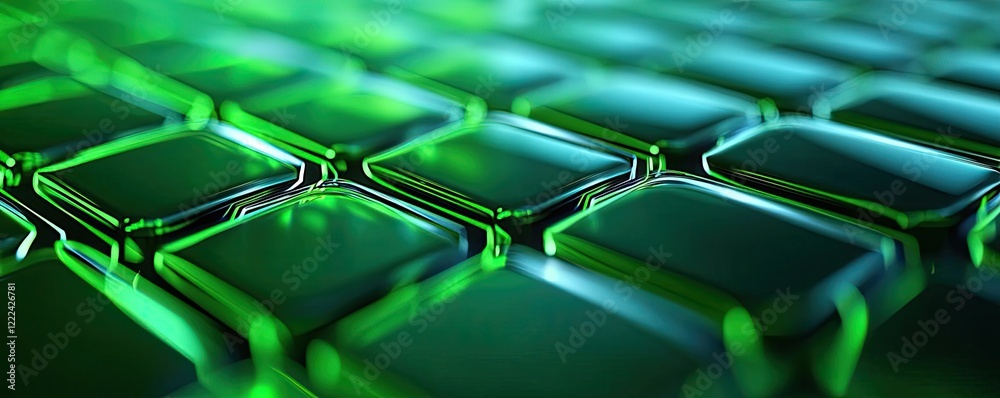 Poster Green technology concept. Abstract green glass tiles creating a vibrant and modern texture for design projects.