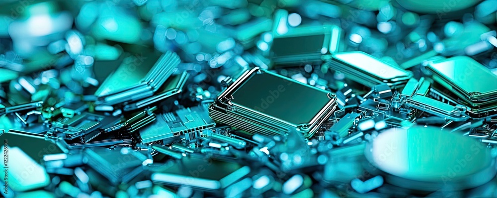 Poster green technology concept. close-up of intricate electronic circuits showcasing advanced technology c