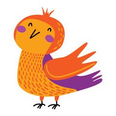 Whimsical fairy bird.. Doodle vector illustration
