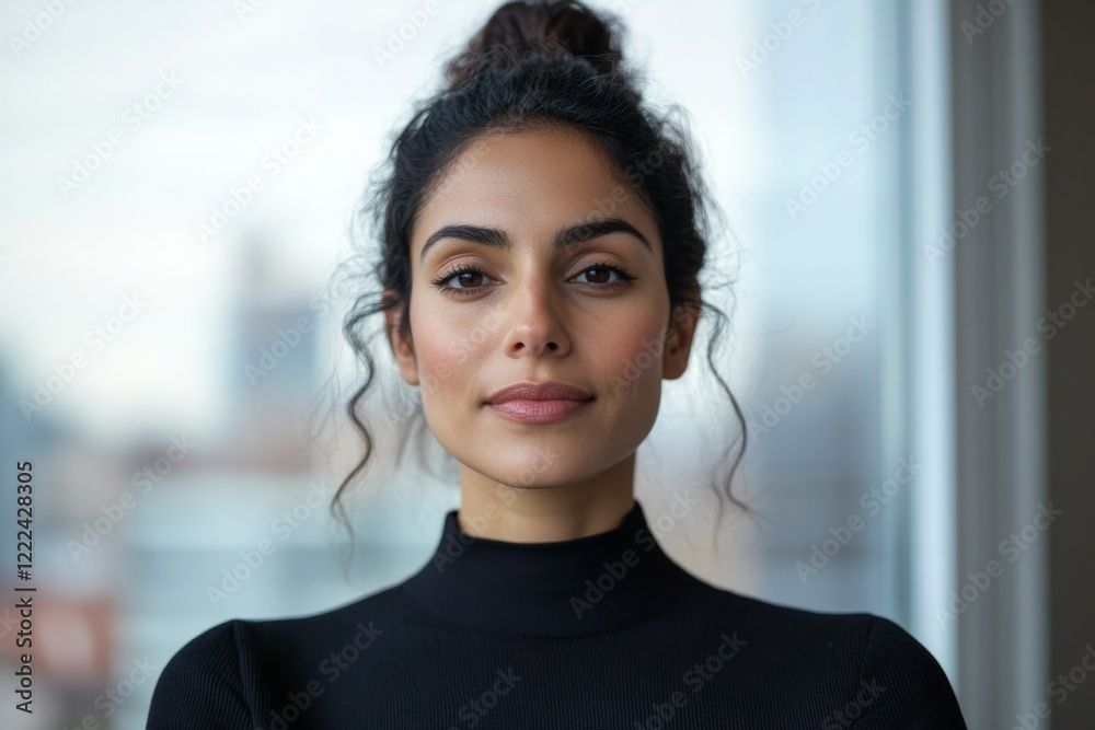 Aufkleber tech-savvy innovation indian woman in urban office with digital governance tablet - modern architect