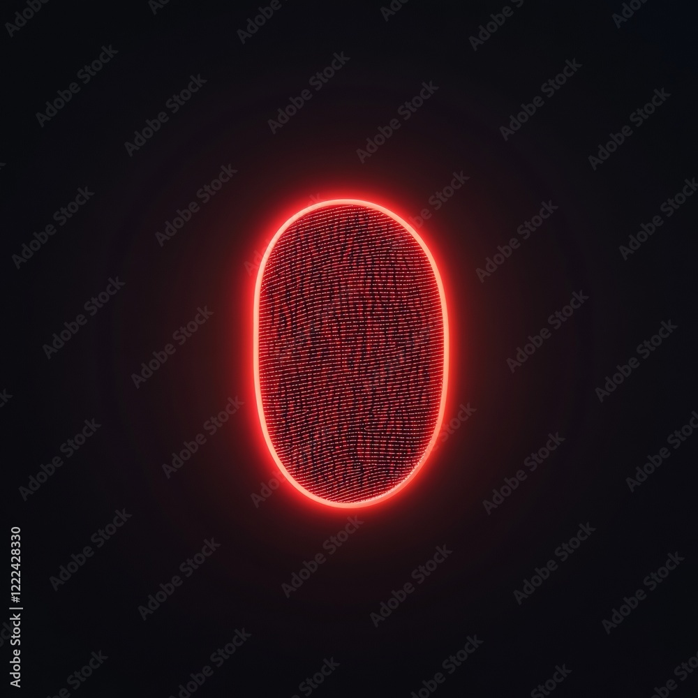 Aufkleber Neon Cybersecurity Visual Vibrant Digital Fingerprint with Encrypted Binary Code for Secure Authentication in Financial Tech and Online Privacy Applications