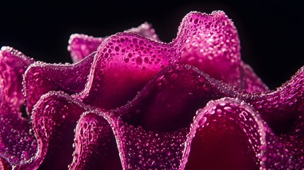 Closeup Dewy Magenta Flower Petals Macro Photography