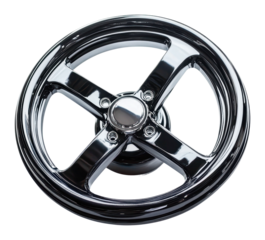 PNG Chrome alloy wheel with a sleek design in focus