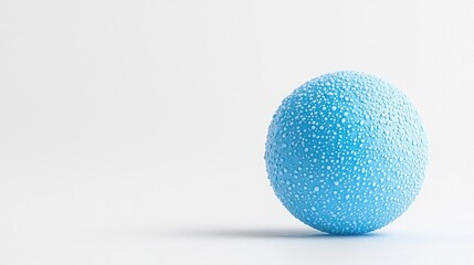 Blue sphere with water droplets, white background, clean studio shot, for product or design use