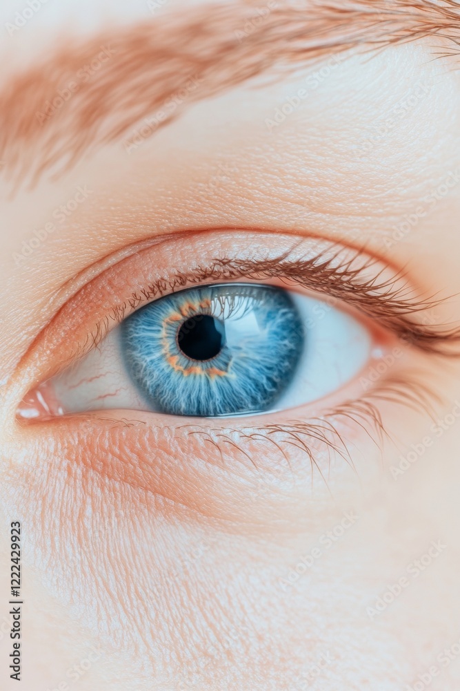 Poster Digital Precision Vibrant Blue Eye Symbolizing AI Vision and Facial Recognition in Surveillance Tech for Enhanced Security and Data Analytics