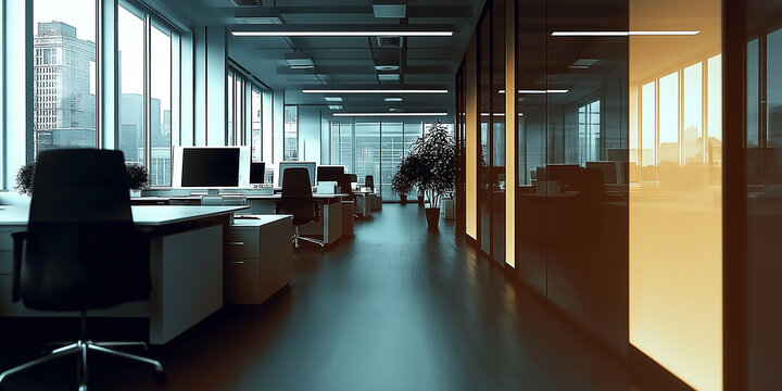 Beautiful blurred background of a light modern office interio
