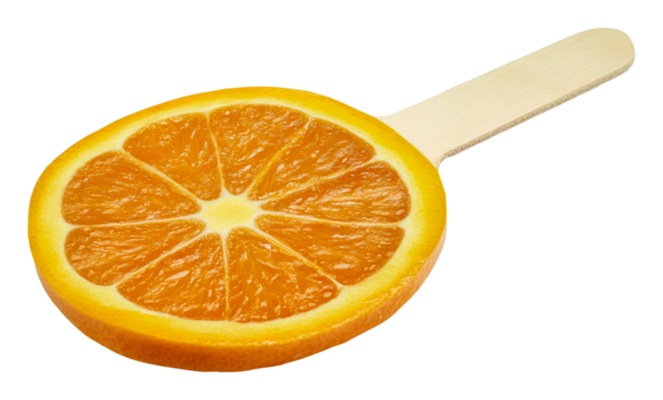 PNG Colorful orange slice on a wooden stick