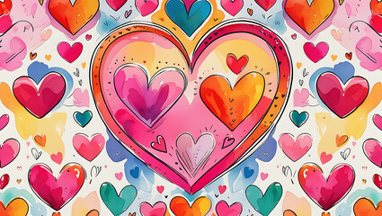 Seamless pattern with heart shape wishing card