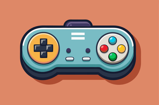 Retro 90s game controller vector illustration for nostalgic design